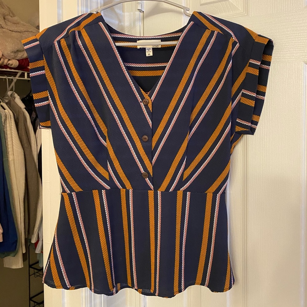 Navy blue striped blouse